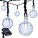 DecorNova 19.7 Feet 30-LED Solar String Lights Outdoor Crystal Ball Fairy Lights,Cool White