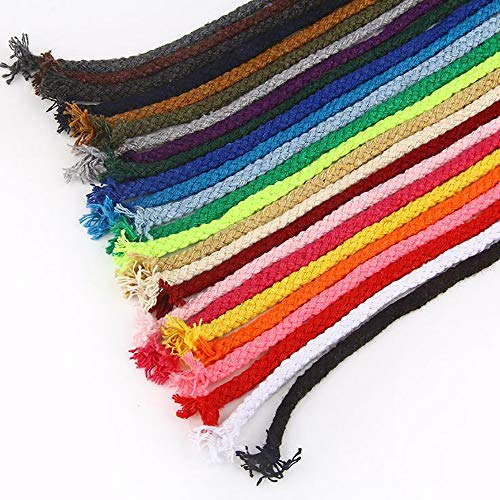 5mm Natrual Twisted Cotton Rope Super Soft Eight-Strand Hollow Twisted Cotton Rope Dia 1/5',1/4', 1/3' Width and 295ft(90m) Length