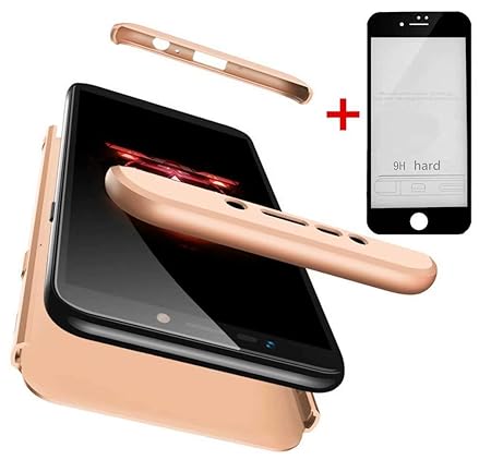 AILZH kompatibel für HandyHülle iPhone 7 Plus Hülle +Gehärteter Glas Film 360 Grad PC Hartschale Anti-Schock Schutzhülle Anti