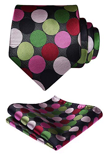 HISDERN Men's Floral Wedding Party Tie Handkerchief Flower Necktie & Pocket Square Set Gray