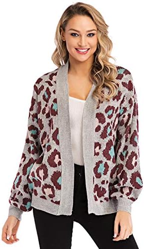 Front Leopard Cardigan Sweater Clothing 