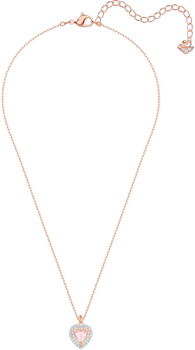Amazon Com Swarovski Crystal Pink Heart Two Tone Pendant Necklace Jewelry