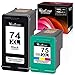 Valuetoner Remanufactured Ink Cartridge Replacement for HP 74 75 Ink Cartridges Combo Pack 74XL 75XL for DeskJet D4260 Photosmart C4280 C4300 C4400 C4500 OfficeJet J5788 J6480 Printer (Black, Color)