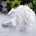 Goodtrade8 Bouquet Roses Artificial Flowers Real Looking Artificial Roses for Wedding Bouquets Centerpieces Party Baby Shower Decorations DIY (White)