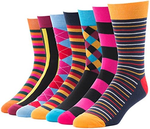 Mens Dress Socks - Colorful Classic Fun (7 5 Pairs Pack) - Business and Casual