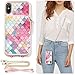 ZVE Case for iPhone Xs Max Case with Walllet iPhone Xs Max Crossbody Case with Card Holder Slot Handbag Purse Wrist Strap Pattern Print Case Cover for Apple iPhone Xs Max 6.5 inch - Mermaid Wall