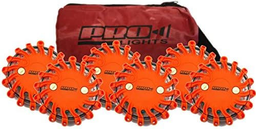 Genuine Pro Lights Red LED Safety Flare 6 Pack with Replaceable Lithium Battery and Travel Bag