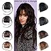 HIKYUU Human Hair Bangs Clip on Real Hair Light Brown with Temples Bangs Extensions Human Hair Natural Clip