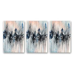 Canvas Wall Art Original Design Abstract Ink Style Painting Artwork for Home Prints Framed - 16"x24" x 3 Panels