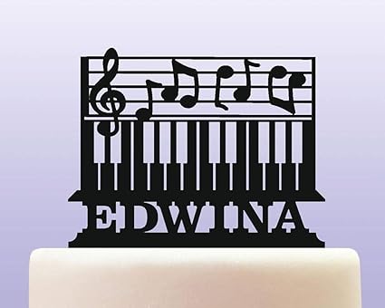Decoration De Gateau D Anniversaire Personnalisee Avec Clavier De Piano Et Notes De Musique Amazon Fr Cuisine Maison