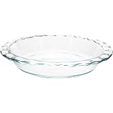 Pyrex C-209 9.5in Fluted Rim Glass Pie Plate - Made in USA | Clear Glass Bakeware | Fluted Rim Design | Even Heat Distribution | Oven Safe | Dishwasher Safe