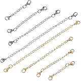 Areke Necklace Extensions Chain - Stainless Steel Bracelet Extender Set Of 8 Jewelry Gold Silver