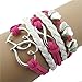 Willtoo DIY Style Jewelry fashion Leather Cute Infinity Charm Bracelet (Hot Pink)