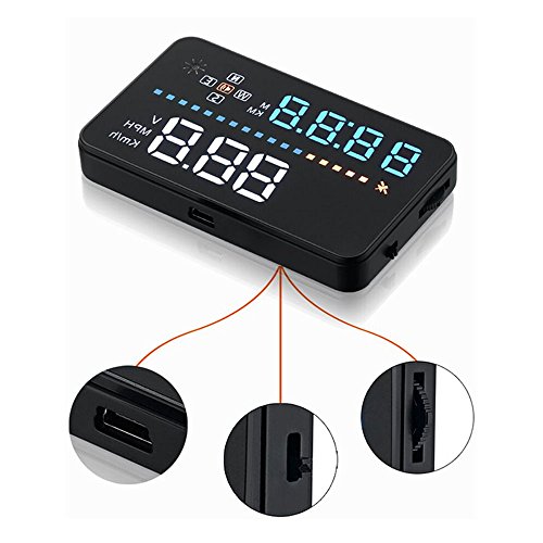 New Universal 3.5" Car A3 Hud Head Up Display with OBD2 Interface OverSpeed Warning Plug & Play Vehicle Speed, Engine Speed, Water Temperature