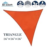 Blissun 16' x 16' x 16' Sun Shade Sail  Triangle Canopy, UV Block for Outdoor Patio Garden (Orange)