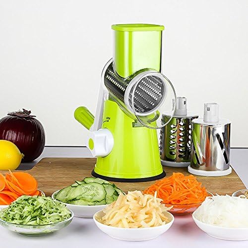 Vegetable Mandoline Slicer ,Helet 3 Stainless Steel Blades Multi-Function Vegetable Chopper Fast Shredding Spiralizer (Green)