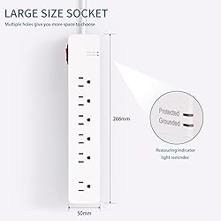 EXTRASTAR 6-Outlets Surge Protector, Flat Plug