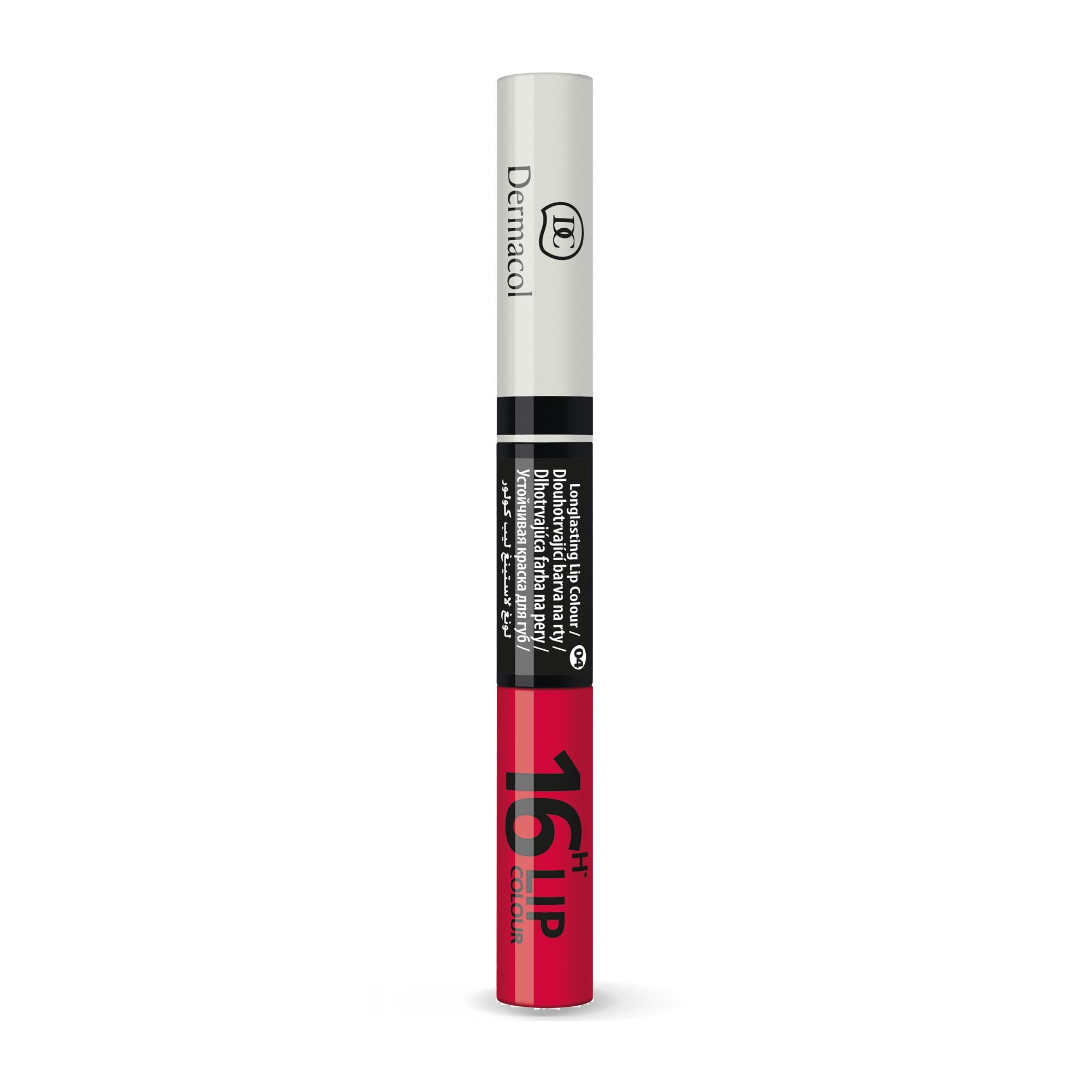 Dermacol 16-Hour Long-lasting Liquid Lipstick | Lip Plumper Balm & Colour Gloss | Beauty Cosmetics with Matte and Glitter Finish | Two-Phase Set | Non-drying formula | No.4 Absolute Red, 7.1 ml