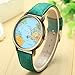 Luweki New Global Travel By Plane Map Women Dress Watch Denim Fabric Band Blue