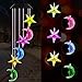 VICOODA Wind Chimes Outdoor, Solar Wind Chimes Color-Changing Moon Star Waterproof Unique Decoration Chimes Mobile Solar Light Mom Birthday Gift for Home Balcony Festival Garden Yard(Moon & Stars)
