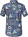 SSLR Men's Printed Button Down Casual Short Sleeve Denim Shirt (Large, Blue)