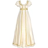 CR ROLECOS Regency Dress Women Regency Costume Champagne Gold Empire Victorian Gown