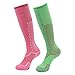 Womens Tube Socks, Gmark Women's Fancy Design Multi Colorful Patterned Socks 2-Pack Pink&Light Green