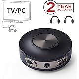 Avantree aptX LOW LATENCY Bluetooth 4.2 Transmitter for TV PC (3.5mm, RCA, Computer USB digital audio) 100ft Long Range, Dual Link Wireless Audio Adapter for Headphones - Priva III