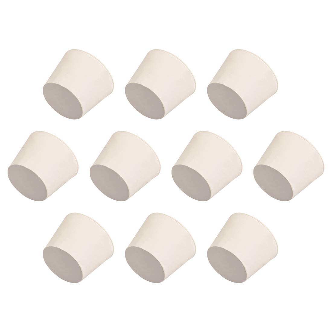 uxcell White Tapered Shaped Solid Rubber Stopper for Lab Tube Stopper Size 8 10Pcs