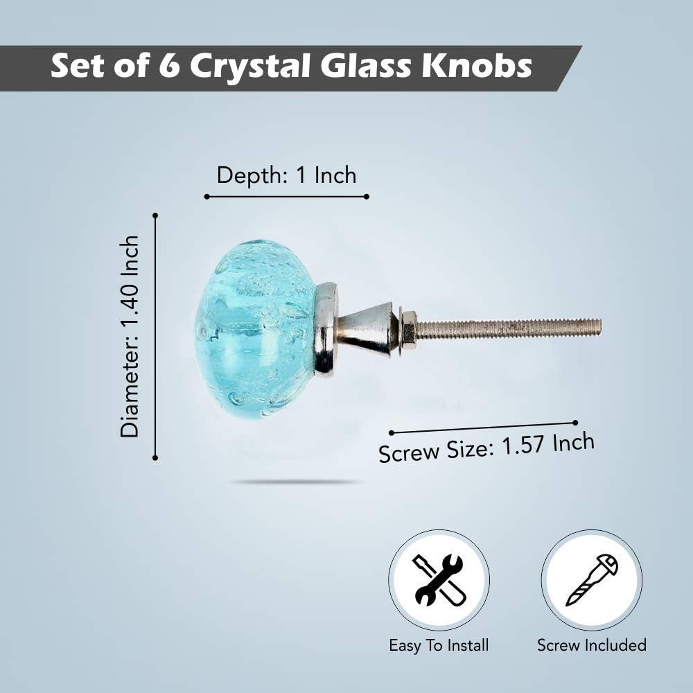 Perilla Home Set of 6, Surf Buble Glass Drawer Knob - Image 4