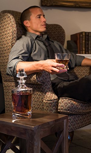 Whiskey Glass Set with Glass Whiskey Decanter - Set of 4 Old Fashioned Glasses with Bonus Granite Whiskey Stones - Great for Scotch and Bourbon - Whiskey Glasses - Perfect Holiday Gift (Twisted)