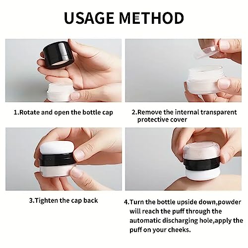 ROUSE Setting Powder Lightweight Loose Powder Finishing Powder Long-Lasting Face Powder Waterproof with Soft Mushroom Powder Puff & Mirror, Matte Finish,0.28 Oz (Light Apricot/Translucent)