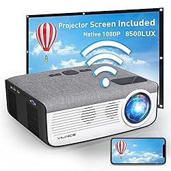 WiFi Projector with 100" Projector Screen, VILINICE