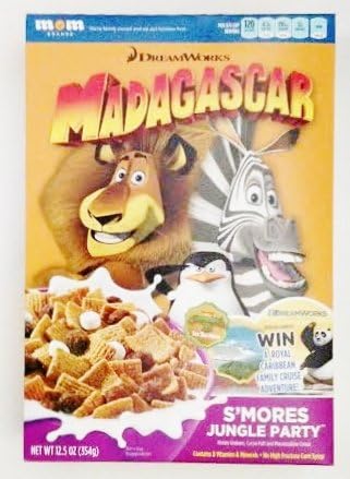 Madagascar S'Mores Jungle Party Cereal - Honey Graham Cocoa 12.5 oz. (Pack of 3)