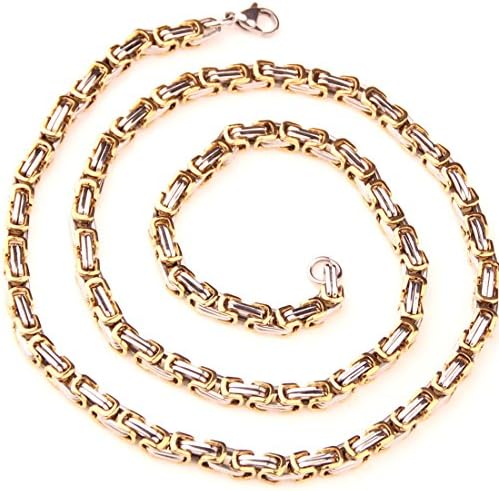 FANS JEWELRY 4/6/8mm Fashion Mens Chain Boys Stainless Steel Byzantine Box Chain Necklace Bracelet 7"-40"