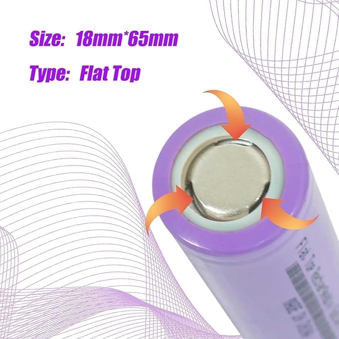3.7 Volt 18650 Rechargeable Battery, 3000mAh Battery Flat Top Lithium Batteries for LED Flashlights, Headlamp
