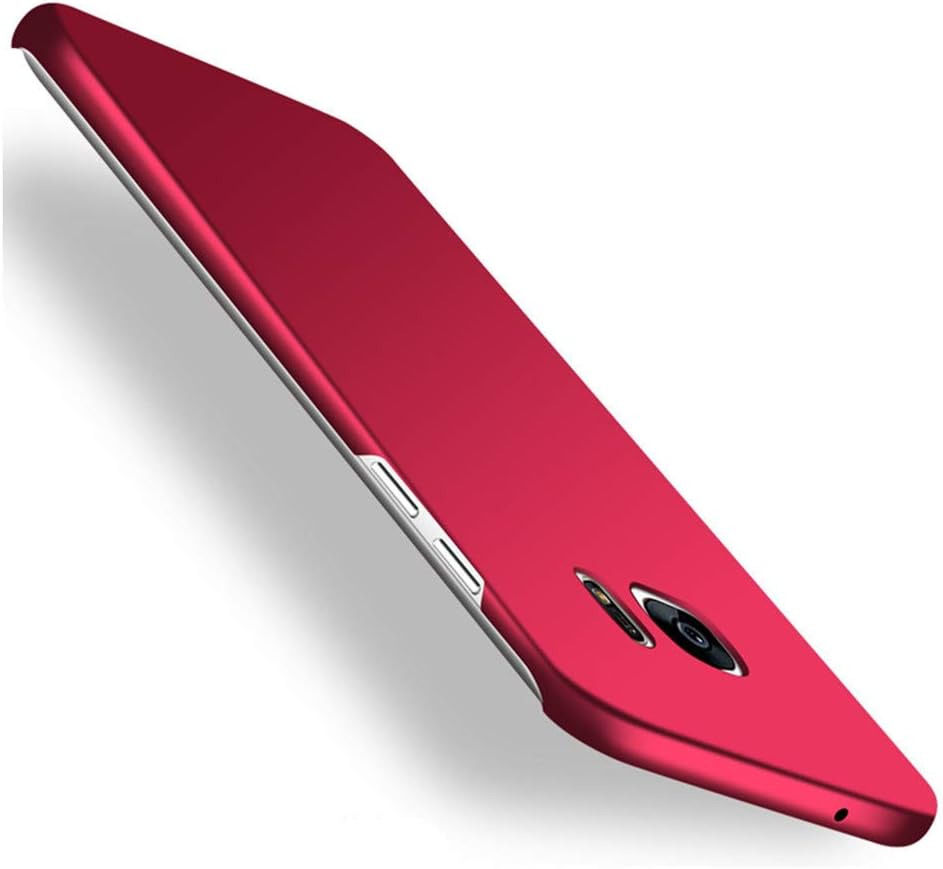 Heyqie Galaxy S6 edge Case, [SKIN TOUCH FEEL] Ultra-thin Metallic Texture Anti-fingerprint/skid/fade PC Back Phone Cover Case for Samsung Galaxy S6 Edge G9250 G925A G925V G925F G925M - Red