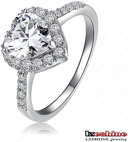 Longzhi Brand Heart Rings Real 18K Gold/Platinum Plated Micro Inlay Zircon Fashion Rings Lady Anelli (platinum-plated, 8)