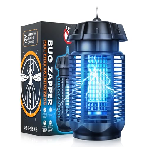 Anti-Mosquito Lamp, 20W UV Electric Mosquito Killer, Indoor Outdoor Mosquito Lamp, IPX4 Waterproof, Suitable for Gardens, Living Rooms, Camping Etc., 1.5 m Cable