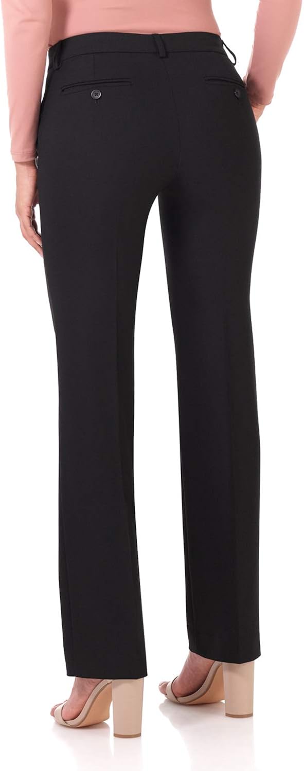 Rekucci Women's Smart Stretch Desk to Dinner Straight Leg Pant w/Zipper Closure: Clothing
