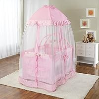 Big Oshi Portable Playard Deluxe Bundle - Nursery Center With Canopy Net Topper - Medium Size - Lightweight, Compact Design, Includes Carry Bag - Perfect for Indoor or Outdoor Backyard Use, Pink