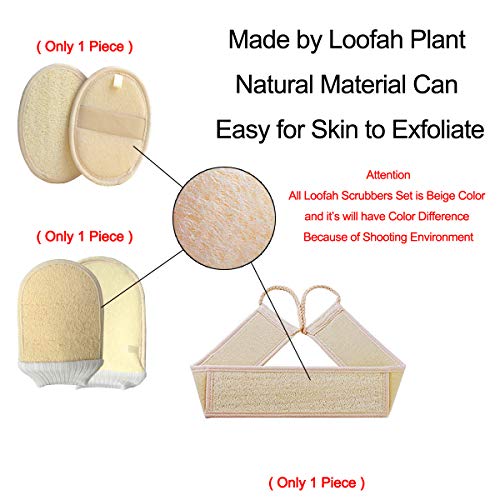 Back Scrubber Loofah Luffa Washer for Women Men Body Exfoliator with Sponge and Shower Glove