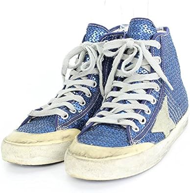 Amazon ゴールデングース Golden Goose Francy ヴィンテージ加工スパンコールハイカットスニーカー 36 ブルー 中古 The Golden Goose ゴールデングース スニーカー