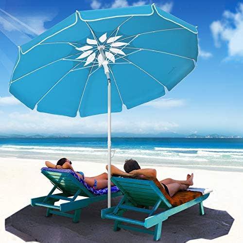 MOVTOTOP Beach Umbrella UV 50+, 6.5ft Umbrella with Sand Anchor & Tilt