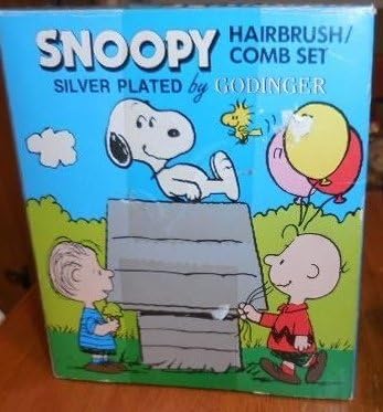 Peanuts Baby Snoopy &amp; Charlie Brown Silverplated First Hair Brush &amp; Comb - Keepsake Hairbrush