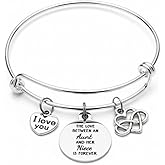 Silver Aunt and Niece Charm Bracelet I Love You Adjustable Bangle Gift for Niece from Aunt Forever Family Jewelry