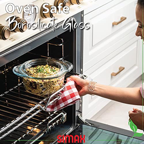 Simax Casserole Dish with Lid, Glass Casserole Dish, Holds 48 Oz (1.5