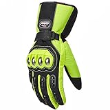 ILM Alloy Steel Motorcycle Riding Gloves Warm Waterproof Windproof for Winter Use (XL, GREEN(WINTER))