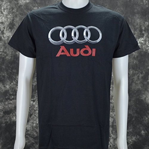 Audi Chrome Photographic Logo on a Black T Shirt XL