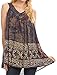 Sakkas Badalea Long Embroidered Sequin Beaded Batik Shirt Printed Tank Top Blouse